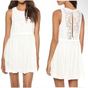 Elizabeth and James White Silk Babydoll Mini Dress